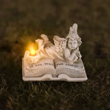  Imituojamas Žvakidė Angelas Dervos Amatų Paminklas Micro Kraštovaizdžio Kūrybos Apdailos Skulptūra