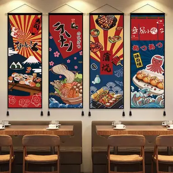  Japonijos Medžiaga Dekoratyvinis Siuvinėjimas Hotel jūros Gėrybių hot-pot Tatamio Vėliavos Suši Restoranas Fono Sienos Kabo Tapyba