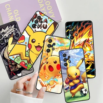  Mielas Pokemon Pikachu Samsung A53 A52 A32 A33 A51 A71 A21S A13 A73 A50 A22 A23 A03 A72 A54 A12 5G Juoda Telefono dėklas